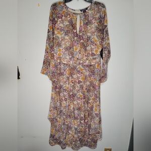 Roaman's NWT Women's Plus SZ. 12W Multi-Color Paisley Tiered Flutter Maxi Dress